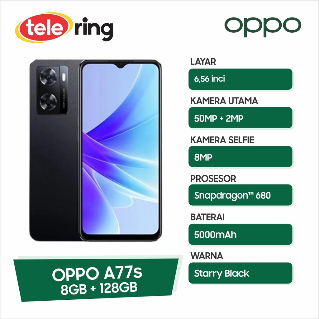 Jual Oppo A77S 8 128GB Starry Black Shopee Indonesia