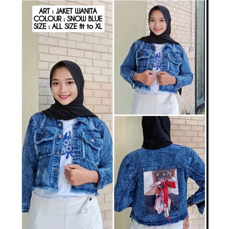 Jual JAKET WANITA JEANS CROP OVERSIZE PITA JACKET DENIM MURAH KEKINIAN