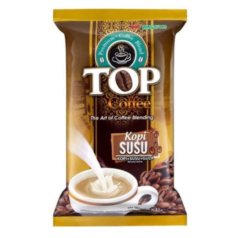 Jual KOPI TOP Coffee Susu Bubuk Instant Gula 1 Renteng 10 Sachet 25gr