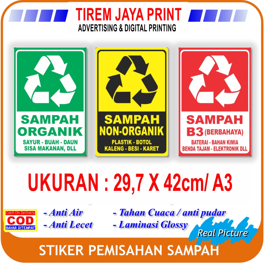 Jual Sticker Tempat Sampah Uk A Sampah Organik Sampah Anorganik