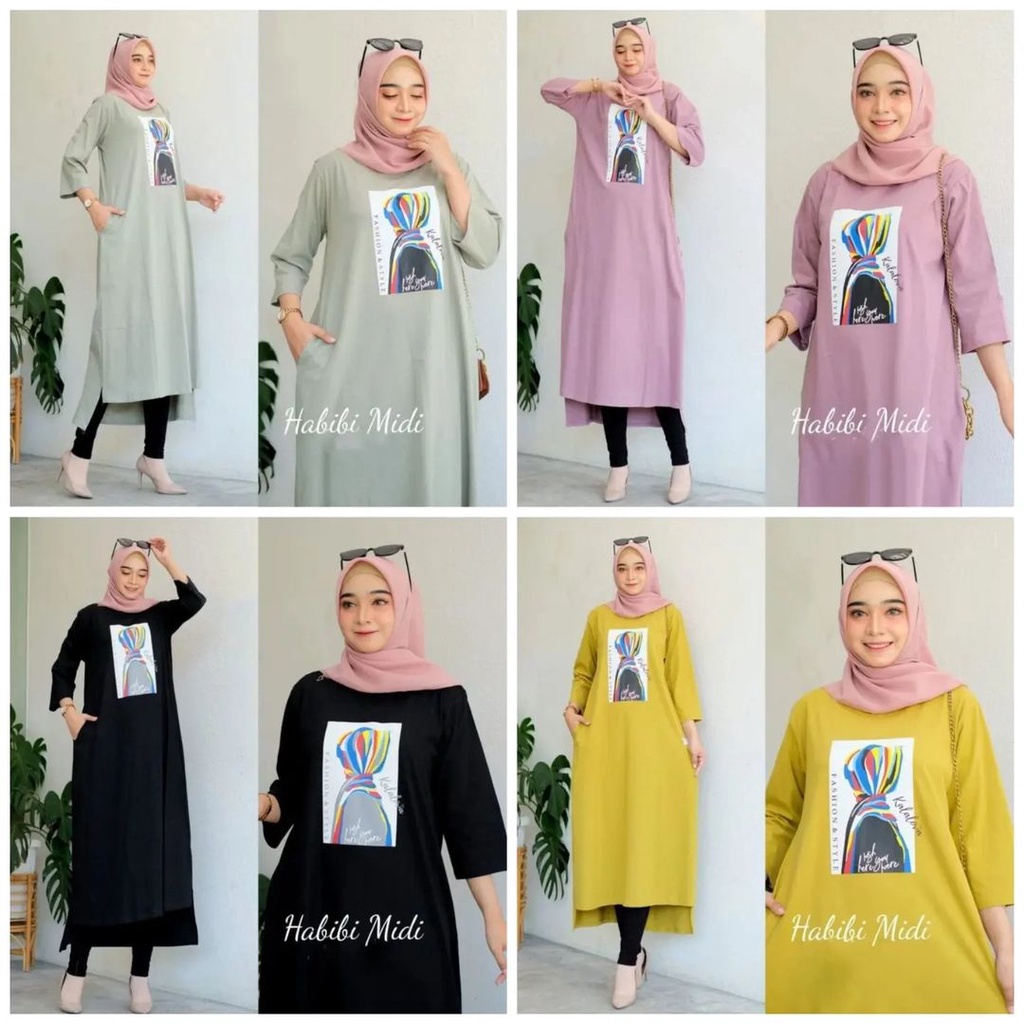 Jual HABIBI MIDI DRESS Bahan Catton Combed 24s Busui Dress Wanita