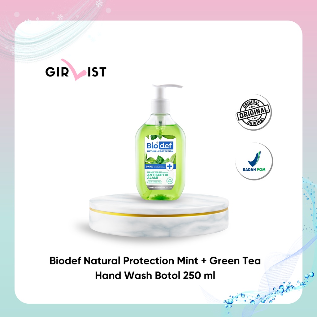 Jual Biodef Natural Protection Mint Green Tea Hand Wash Botol Ml