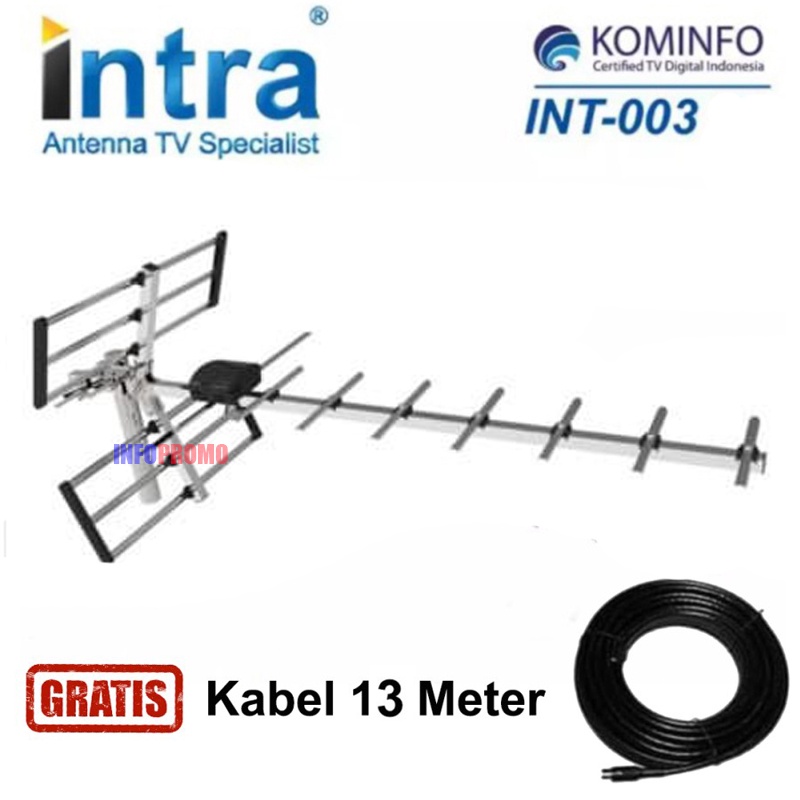 Jual Antena TV Digital Indoor Outdoor Intra INT 003 Free Kabel Antenna