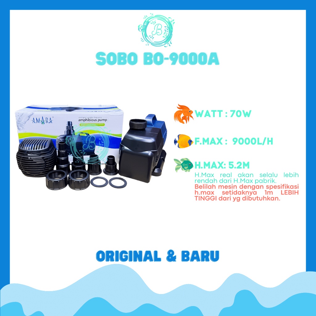 Jual Sobo BO 9000A Pompa Celup Kolam Aquarium Water Pump Shopee Indonesia