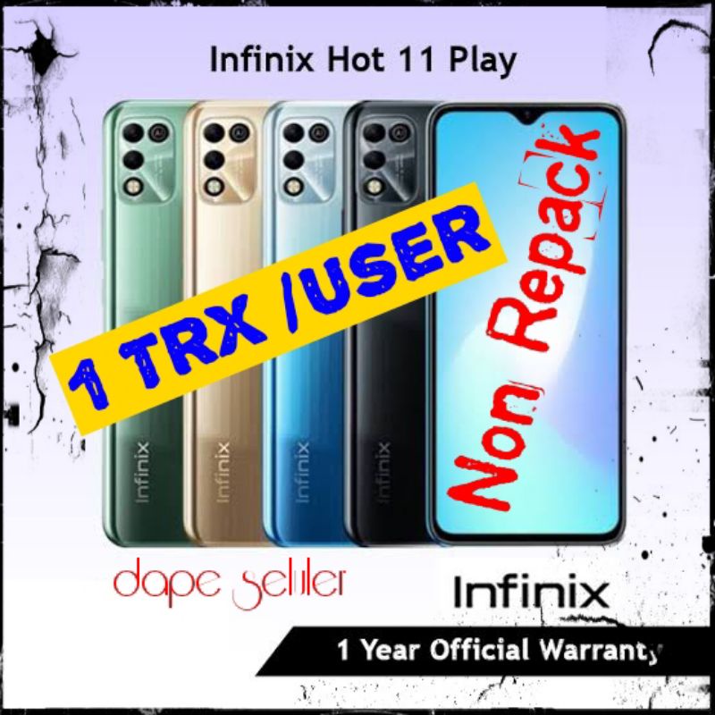 Jual Infinix Hot 11 Play 4 64 Gb Garansi Resmi Non Repack Shopee