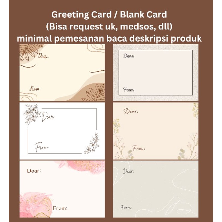 Jual Kartu Ucapan Kosong Kartu Kosongan Greetings Card Blank Card