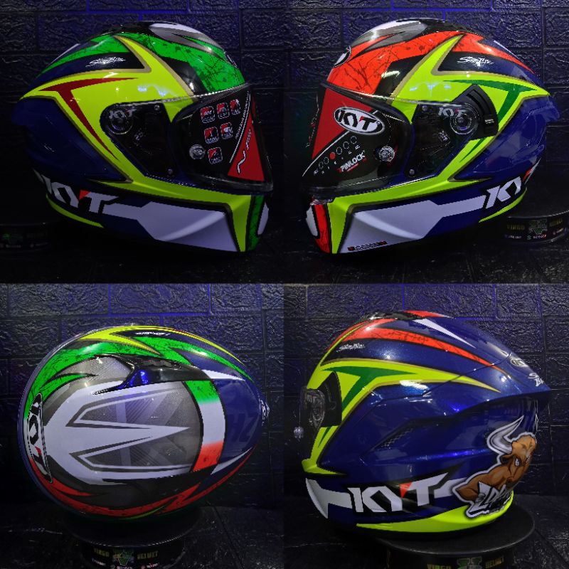 Jual HELM KYT NFR DALLA PORTA RED BLUE YELLOW REPLIKA ORIGINAL DOUBLE