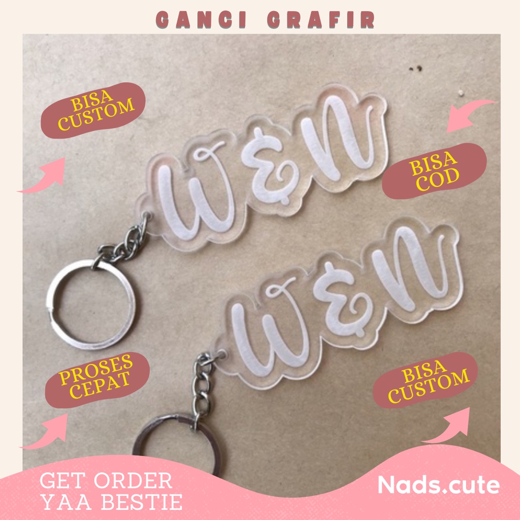 Jual Kado Gantungan Kunci Ganci Grafir Custom Nama Hadiah Wisuda