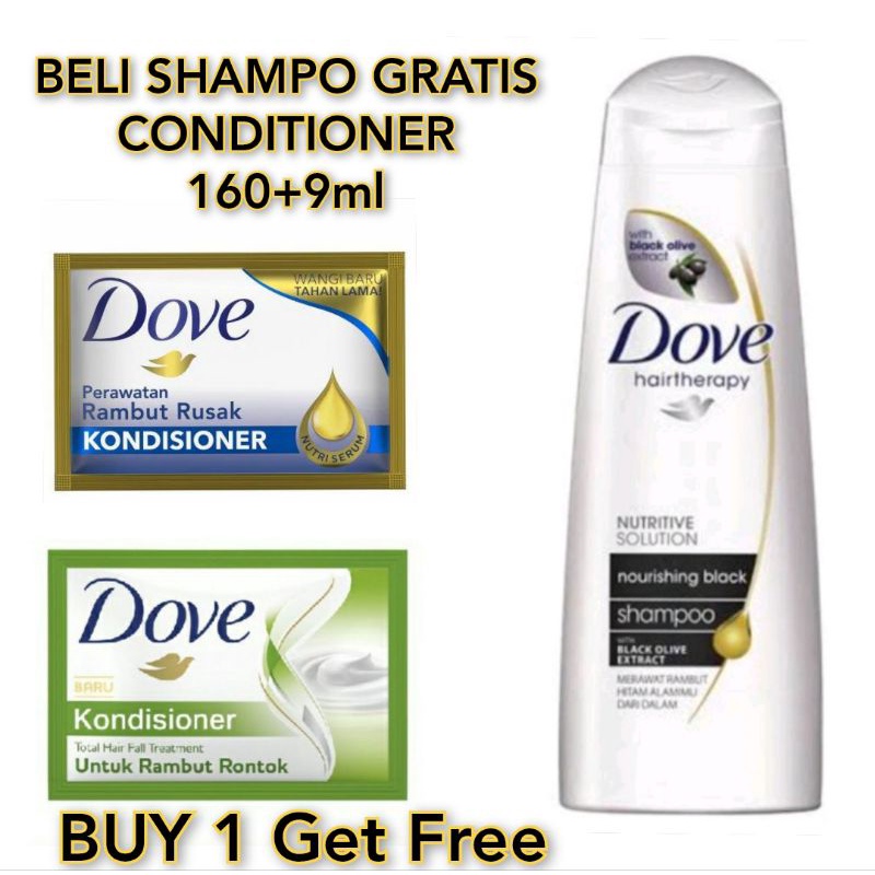 Jual Buy 1 Get Free Dove Shampo Conditioner Nourishing Black 170ml