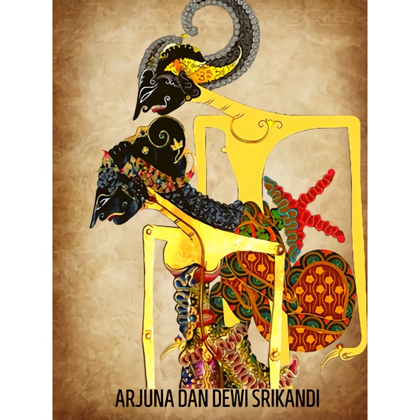 Jual Poster Wayang Kulit Arjuna Srikandi Hiasan Dinding Sebagai