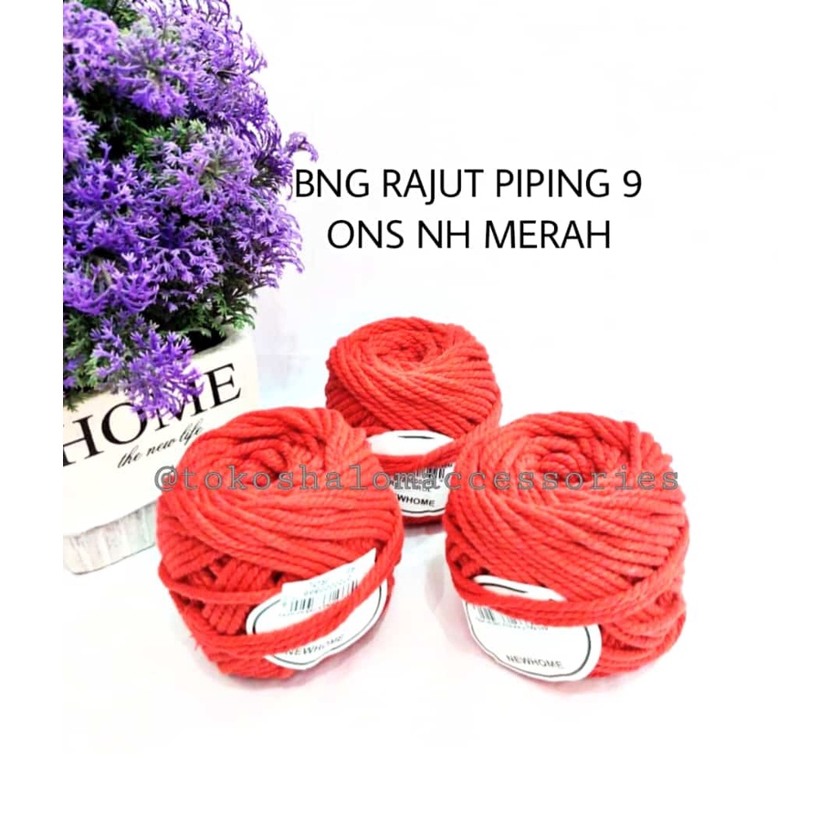 Jual BENANG RAJUT PIPING MERAH BENANG MAKRAME BENANG RAJUT MAKRAME