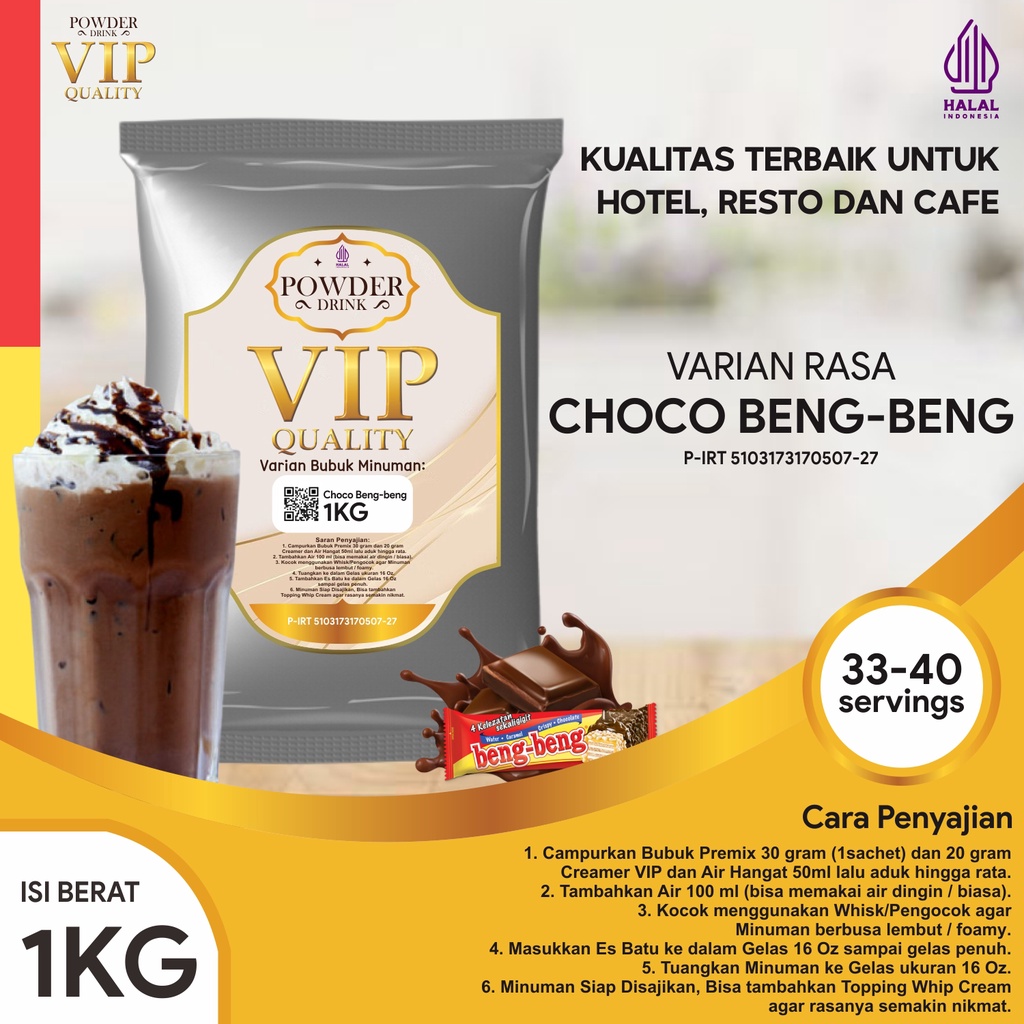 Jual Bubuk Minuman Kualitas VIP Rasa Choco Beng Beng 1 Kg Coklat