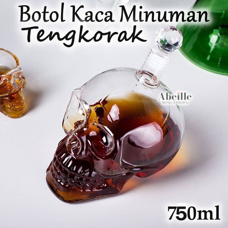 Jual BOTOL KACA MINUMAN UNIK BENTUK TENGKORAK 750ML Shopee Indonesia