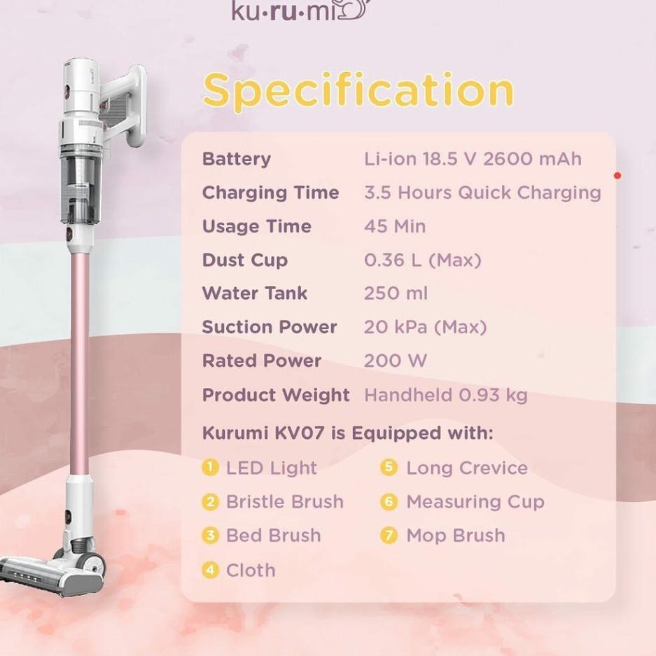 Jual Id R Qf Kurumi Kv Powerful Cordless Stick Vacuum Cleaner With