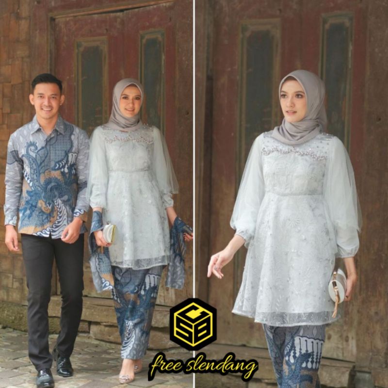 Jual Couple Kebaya Modern Baju Wisuda Tunangan Lamaran Terbaru Baju Batik Brokat Couple Luna