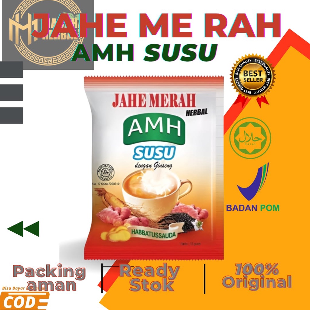 Jual MACAH HERBAL Jahe Merah AMH Susu 1sachet Minuman Jahe Instan