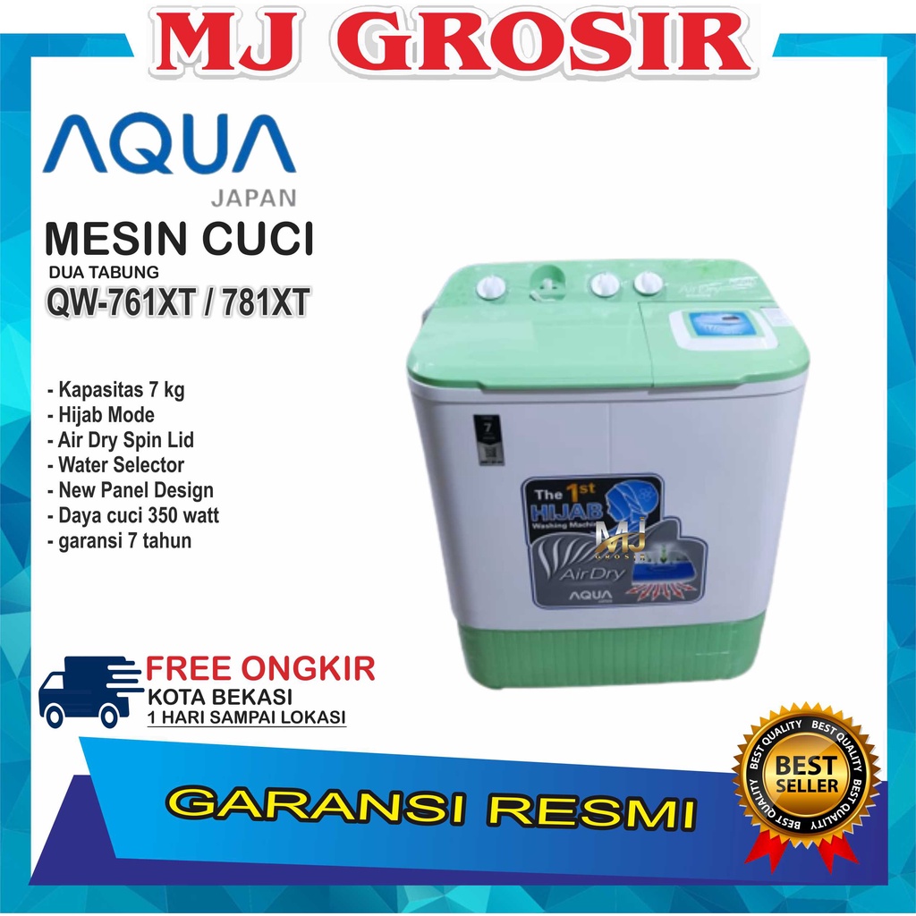 Jual MESIN CUCI AQUA JAPAN QW 781 XT 761XT 751XT 7KG 2 TABUNG HIJAB