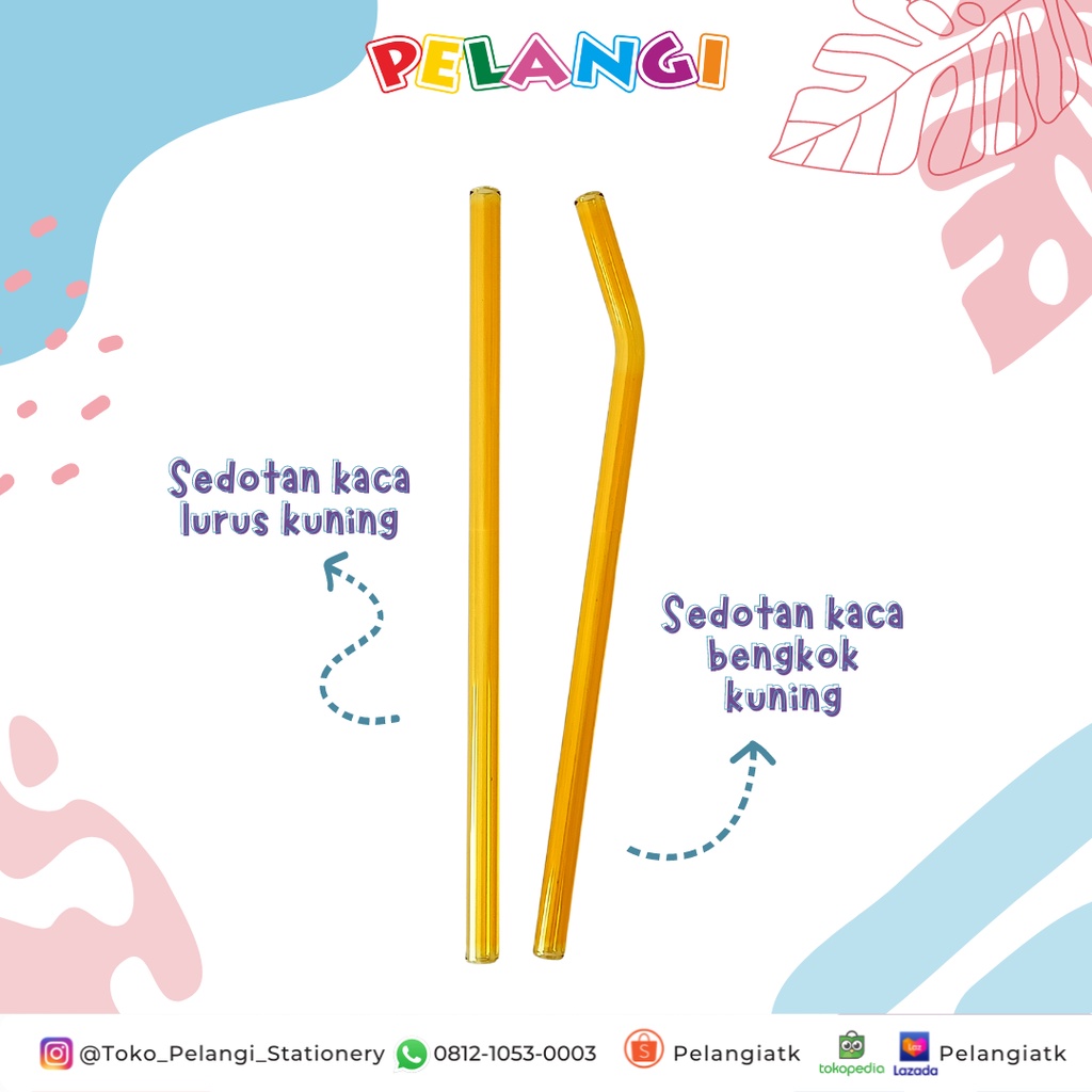 Jual Pelangi Sedotan Minuman Kaca Kuning Bengkok Dan Lurus Shopee