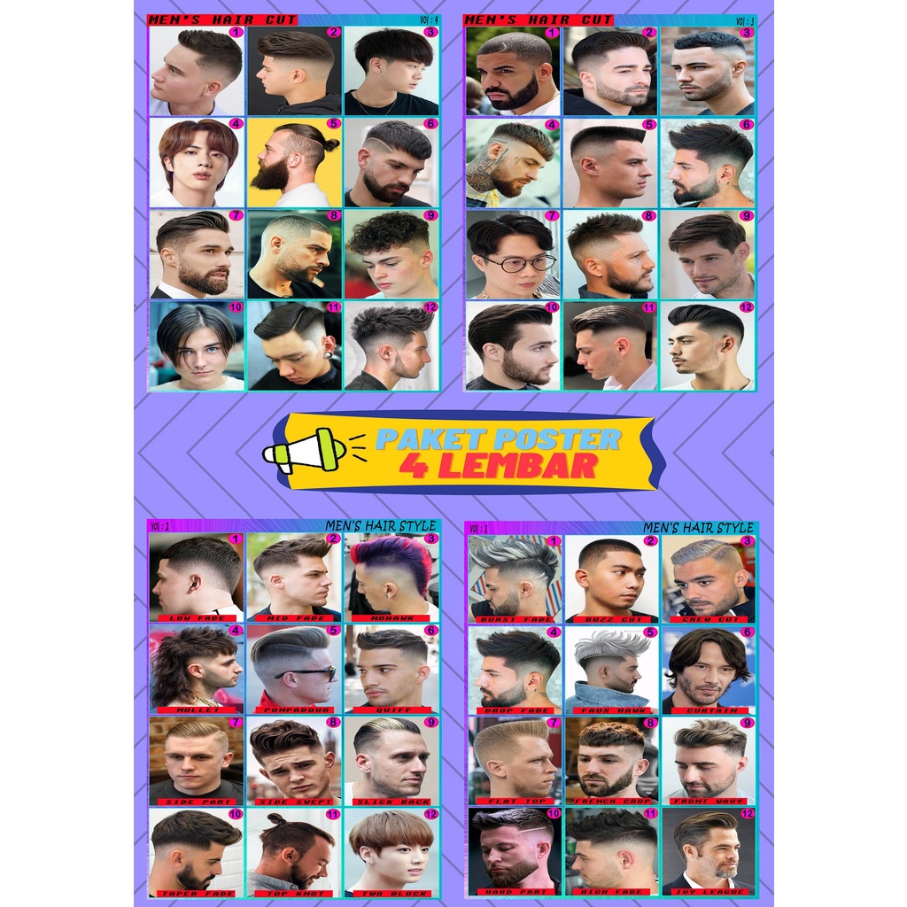 Jual Lembar Poster Rambut Pria Dewasa Poster Pangkas Rambut