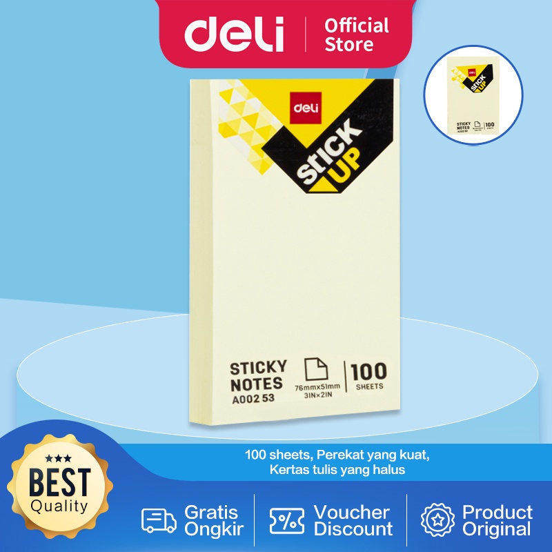 Jual Deli Memo Tempel Sticky Notes 76 52mm 3 X 2 100sheets Warna