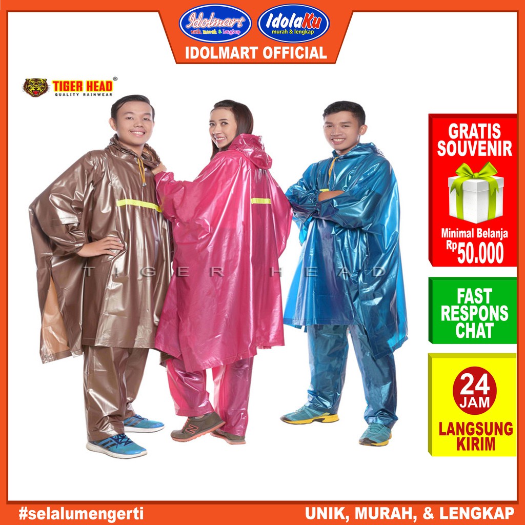 Jual Idolaku Tiger Head Ponco Lengan Celana Exclusive Jas Hujan Poncho