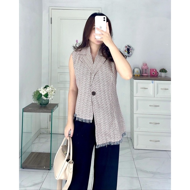 Jual Wonri Tweed Blazer Korean Blazer Shopee Indonesia