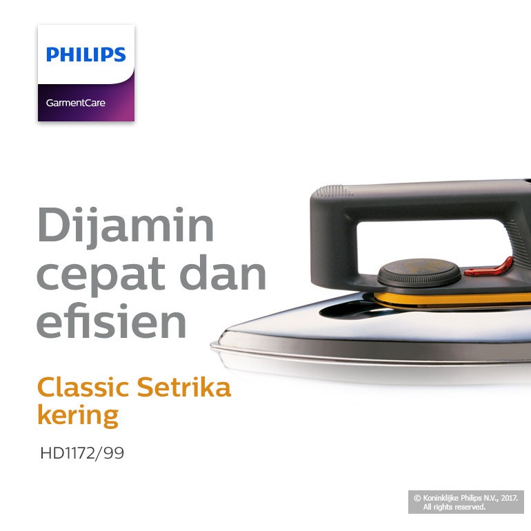 Jual Philips HD 1172 Classic Setrika Listrik Electric Dry Iron