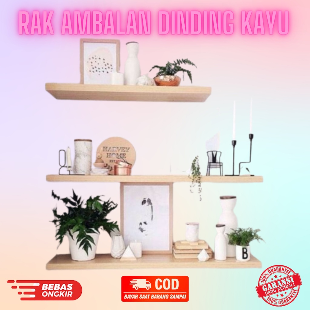 Jual Rak Gantung Minimalis Elegan Ambalan Dinding Kayu Cokelat Profil