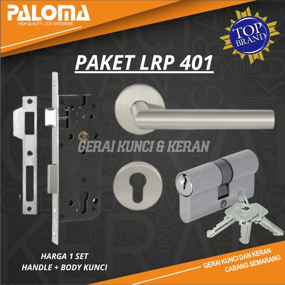 Jual PALOMA LRP 401 PAKET Kunci HANDLE GAGANG PINTU LOCKSET ROSES LHT