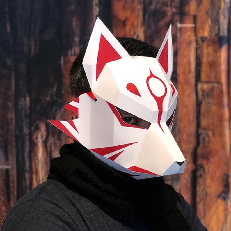 Jual Papercraft Topeng Kitsune Japanese Fox Rubah Jepang Half Mask