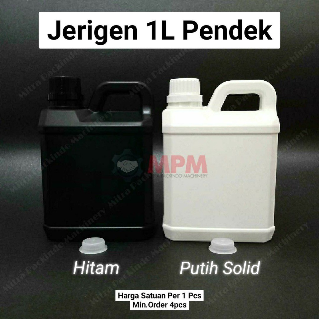 Jual Jerigen Pendek HDPE Putih Hitam 1000ml 1L 1Liter 1000 Ml 1 L Liter