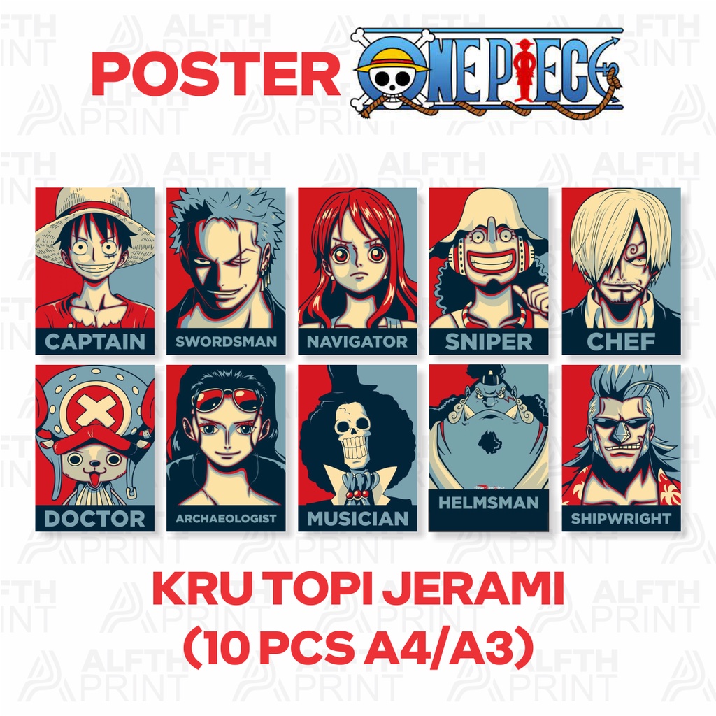 Jual Poster One Piece A3 A4 FULL Kru SHP Bonus ISI 10 POSTER