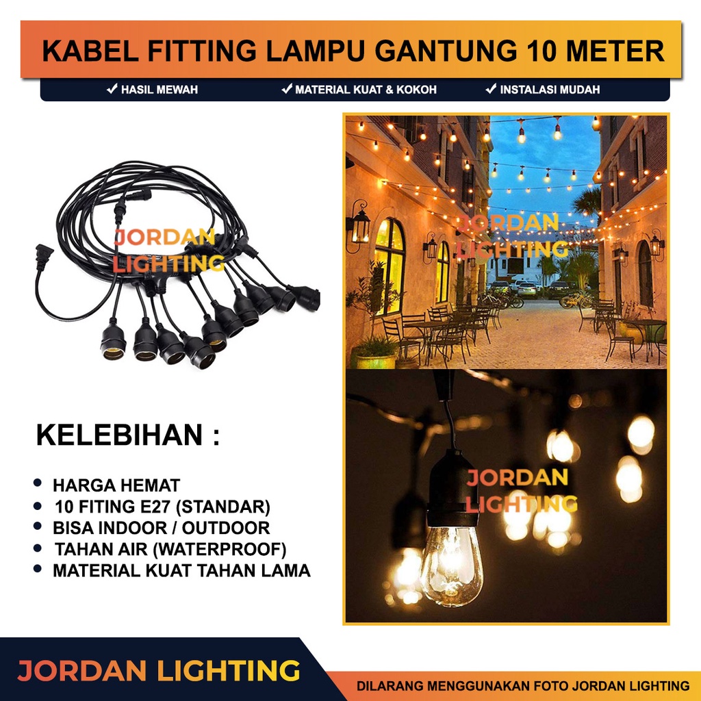 Jual 10 Meter 10 Fitting Fiting Kabel Lampu Gantung Hias Dekorasi