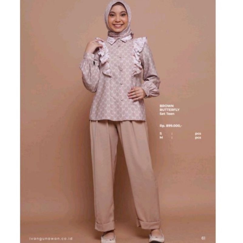 Jual Brown Butterfly Set Size S For Teen Mandjha Hijab Ivan Gunawan