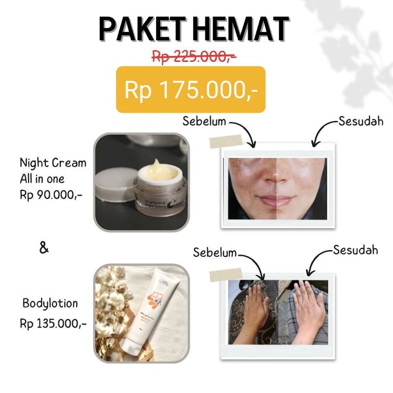 Jual Paket Hemat Night Cream All In One Double Glow Lotion