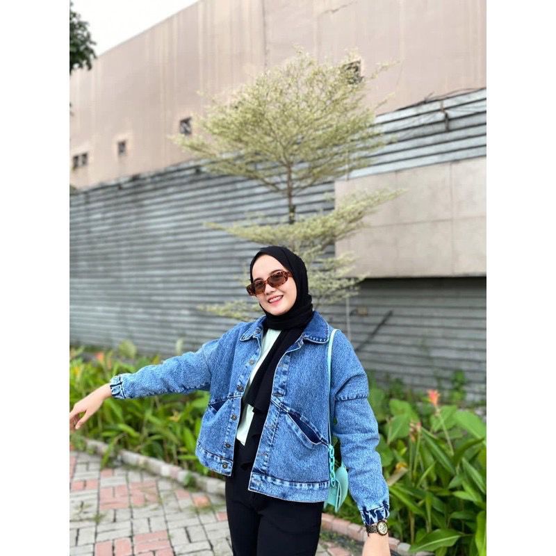 Jual Jaket Baggy Vintage Wanita Jeans Oversize Jumbo Jaket Cewek