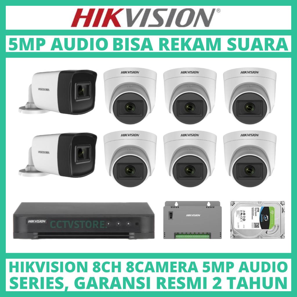 Jual PAKET CCTV HIKVISION 5MP 8 CHANNEL 8 KAMERA CCTV TURBO HD AUDIO