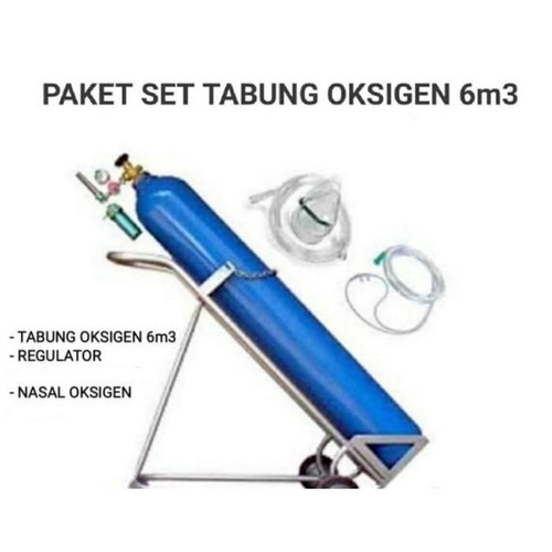 Jual Tabung Oksigen 6M3 1 Set Lengkap Tabung Isi Oksigen Troli