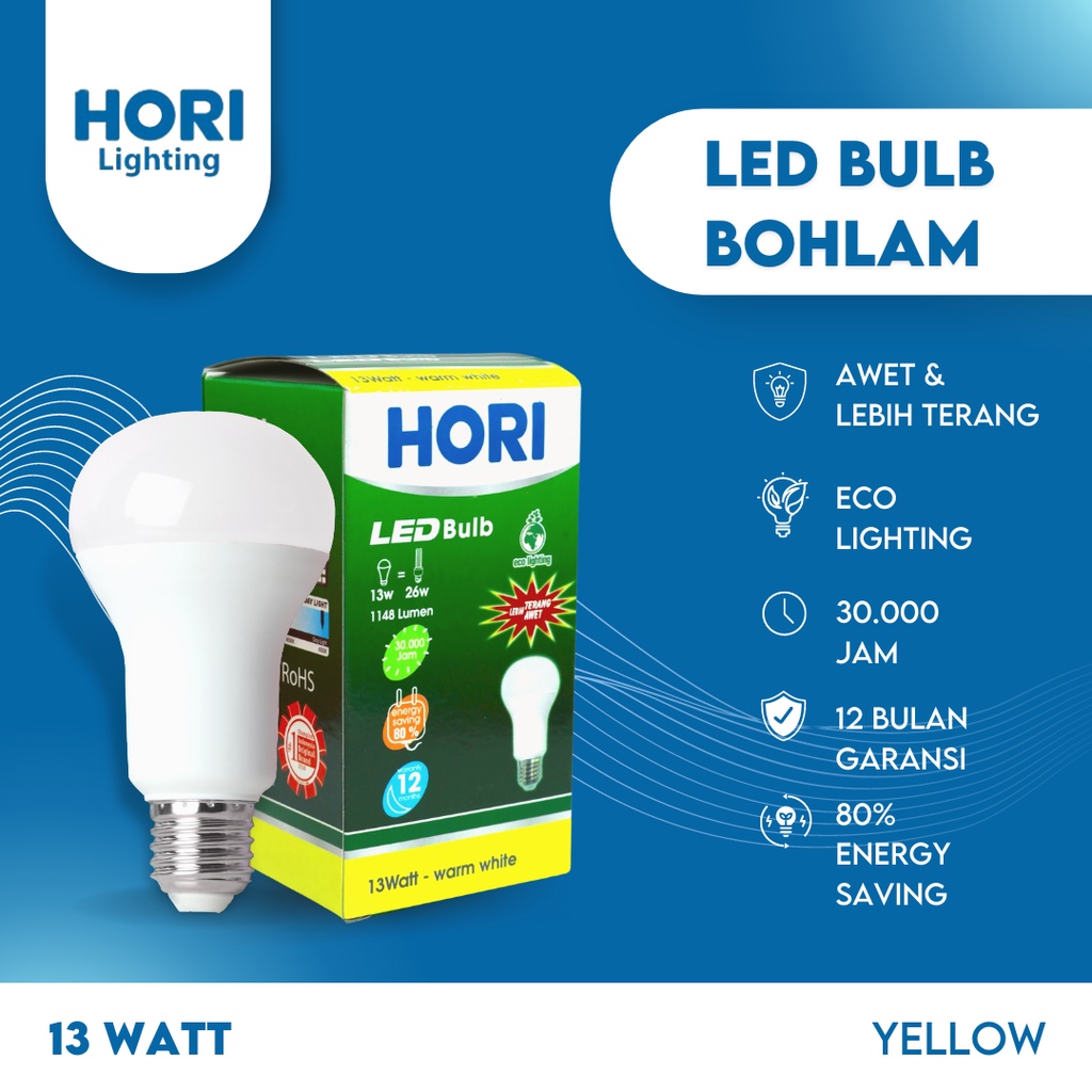 Jual Hori Lampu Led Bulb Bohlam Watt Yellow Shopee Indonesia