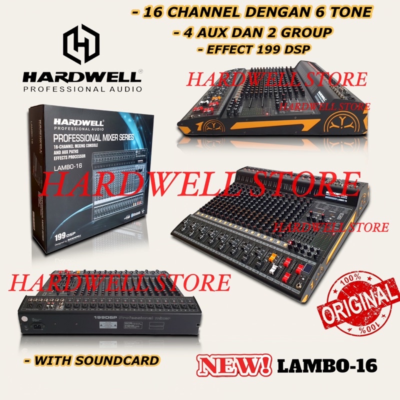 Jual Mixer Audio 16 Channel Hardwell LAMBO 16 Original Mixer Terbaik