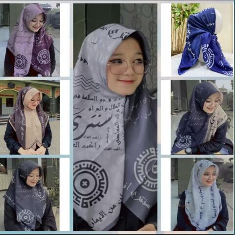 Jual HIJAB KERUDUNG JILBAB SEGI EMPAT VOAL MOTIF SANTRI INDONESIA MAN