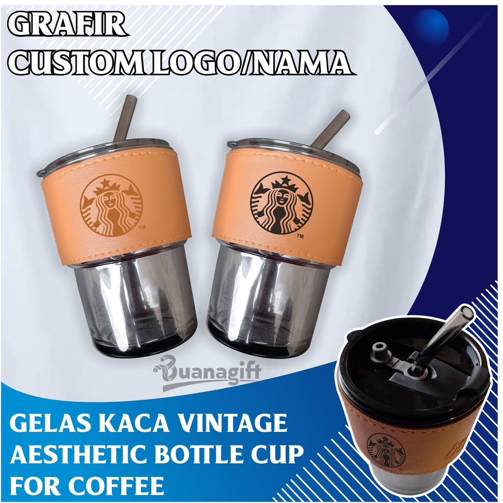 Jual Buanagift Tumbler Gelas Kaca Vintage Aesthetic Bottle Cup For