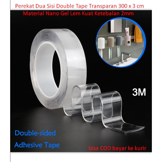 Jual Perekat Dua Sisi Double Tape Transparan 300 X 3 Cm Material Nano