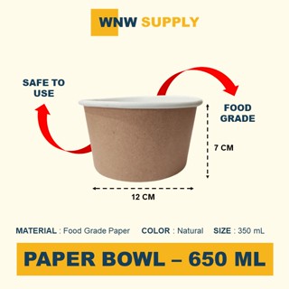 Jual Paper Bowl Kraft Ivory Ml Plus Dengan Tutup Wadah Cup Mangkok