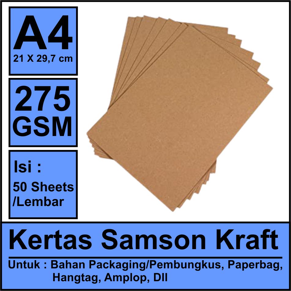 Jual Kertas Samson Kraft 275 Gsm A4 Warna Coklat Isi 50 Lembar Shopee