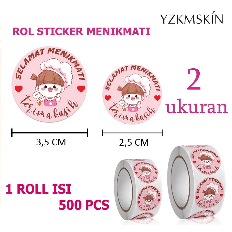 Jual ROLL STIKER PREMIUM SELAMAT MENIKMATI STICKER MAKANAN KUE THANK