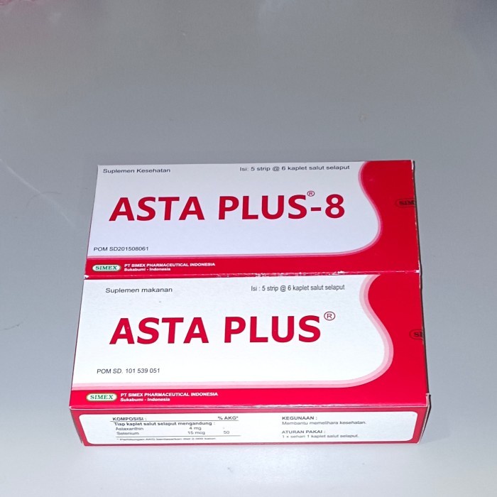 Jual ASTAPLUS 8 KAPLET BOX ISI 30 ASTA PLUS 8 ASTAXANTHIN 8MG TAHAN