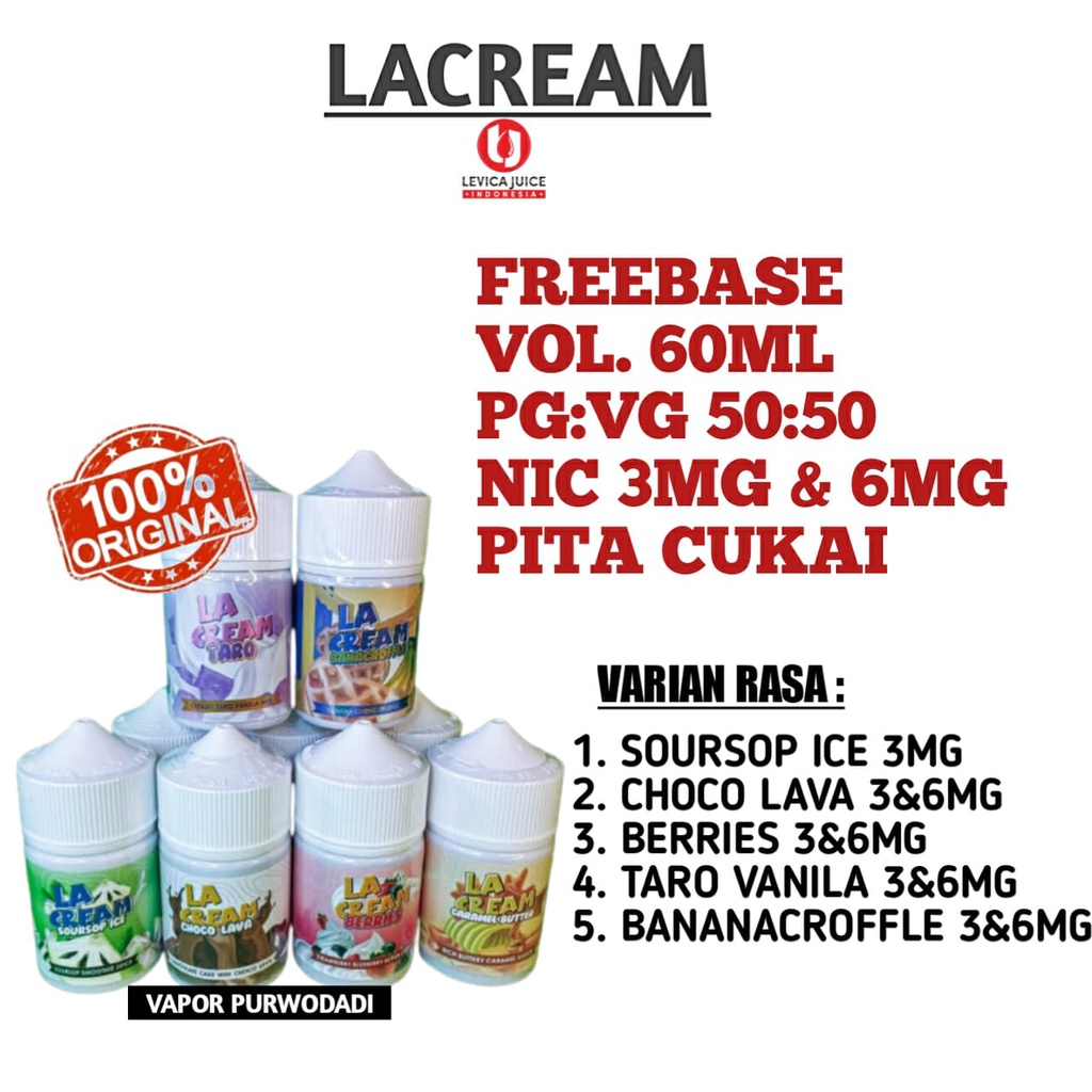 Jual BOTOL ISI 60ML LIQUIDS LA CREAM RASA PREMIUM MURAH ENAK Shopee