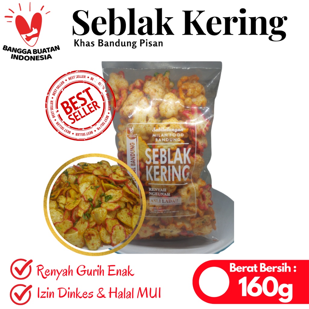 Jual Seblak Kering Kerupuk Bawang Pedas Milan Food 160gr Kemasan Bantal