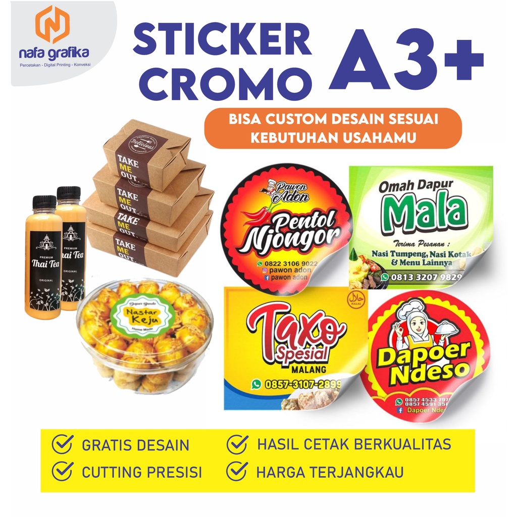 Jual Cetak Stiker Chromo Glossy A3 Murah Berkualitas Label Kemasan